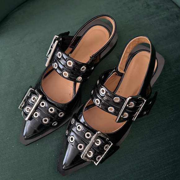 Ganni Buckle Flats - Picture 2 of 3